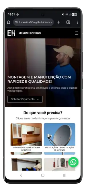 Imagem do site do cliente