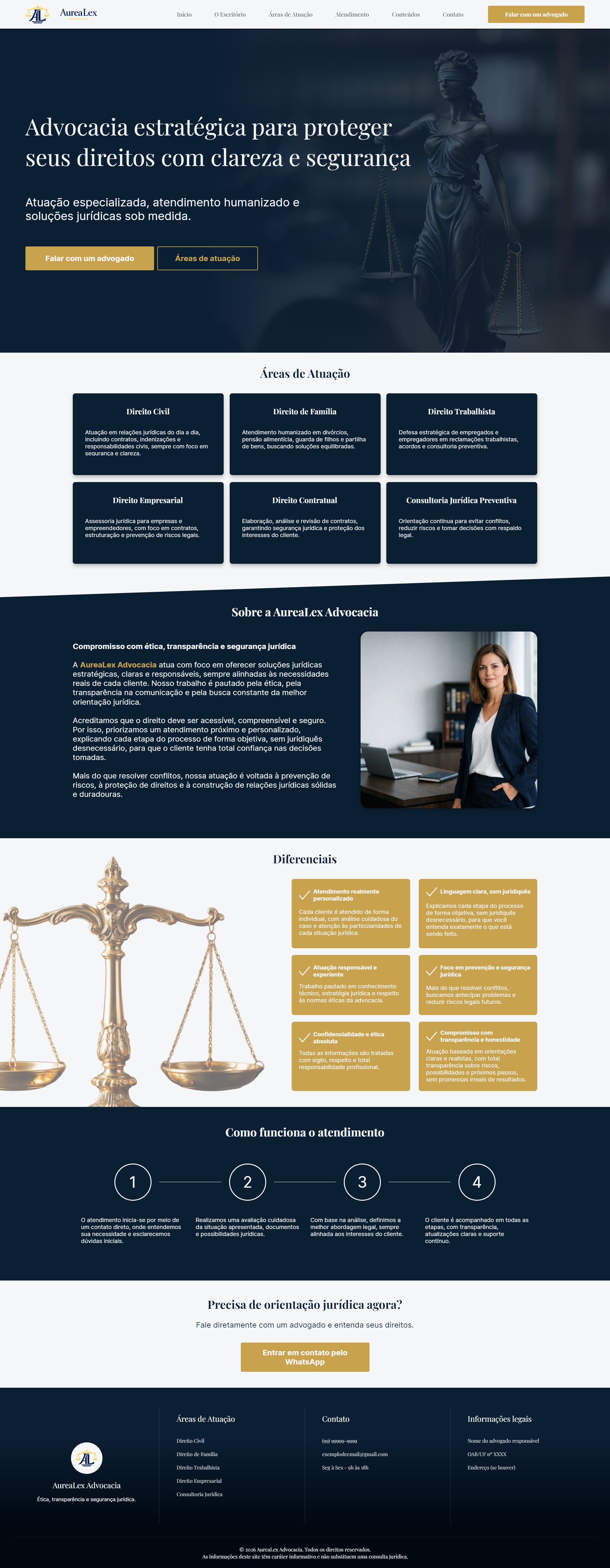 Wireframe da AureaLex Advocacia